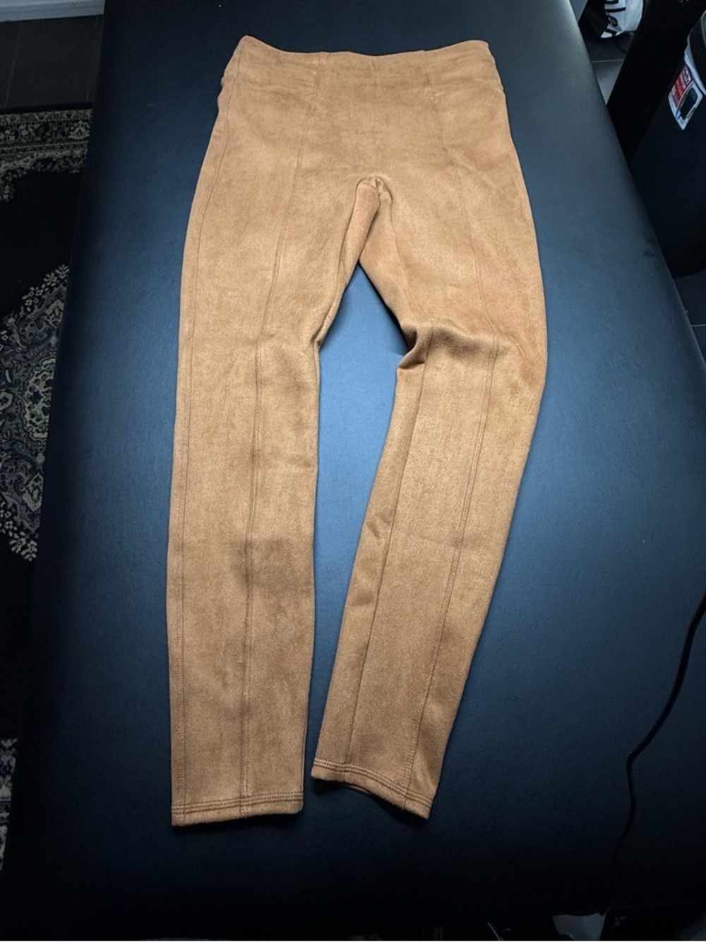 SPANX Brown Suede-Look High-Waist Leggings